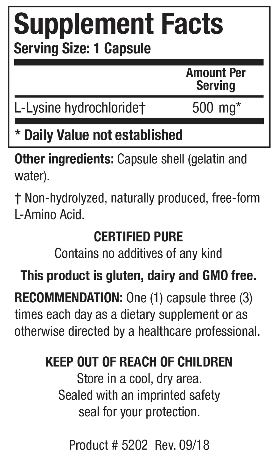 L-Lysine HCl 100ct