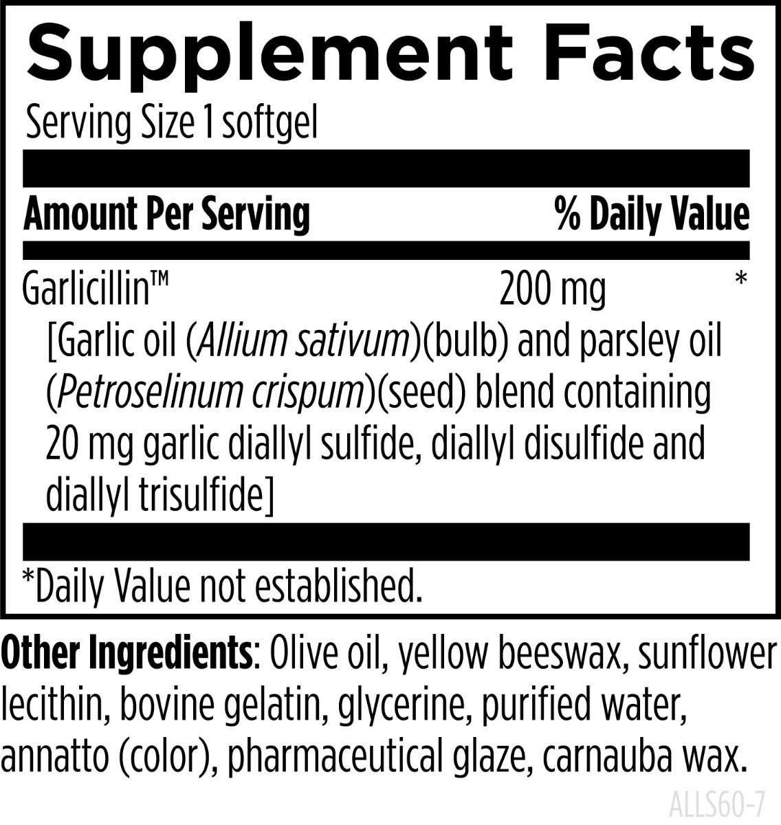 Allicillin 60 softgels