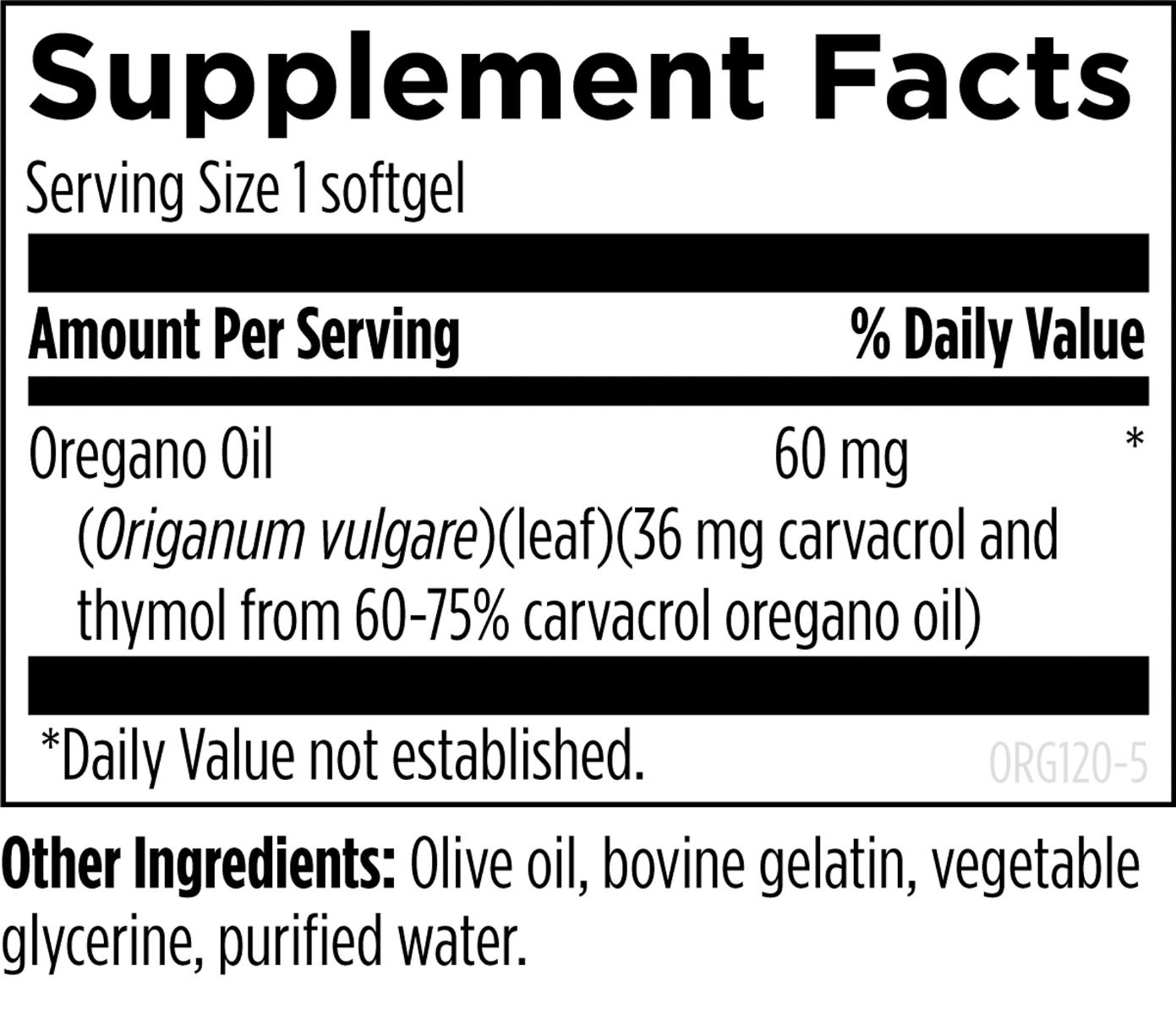 Oil of Oregano 120 softgels
