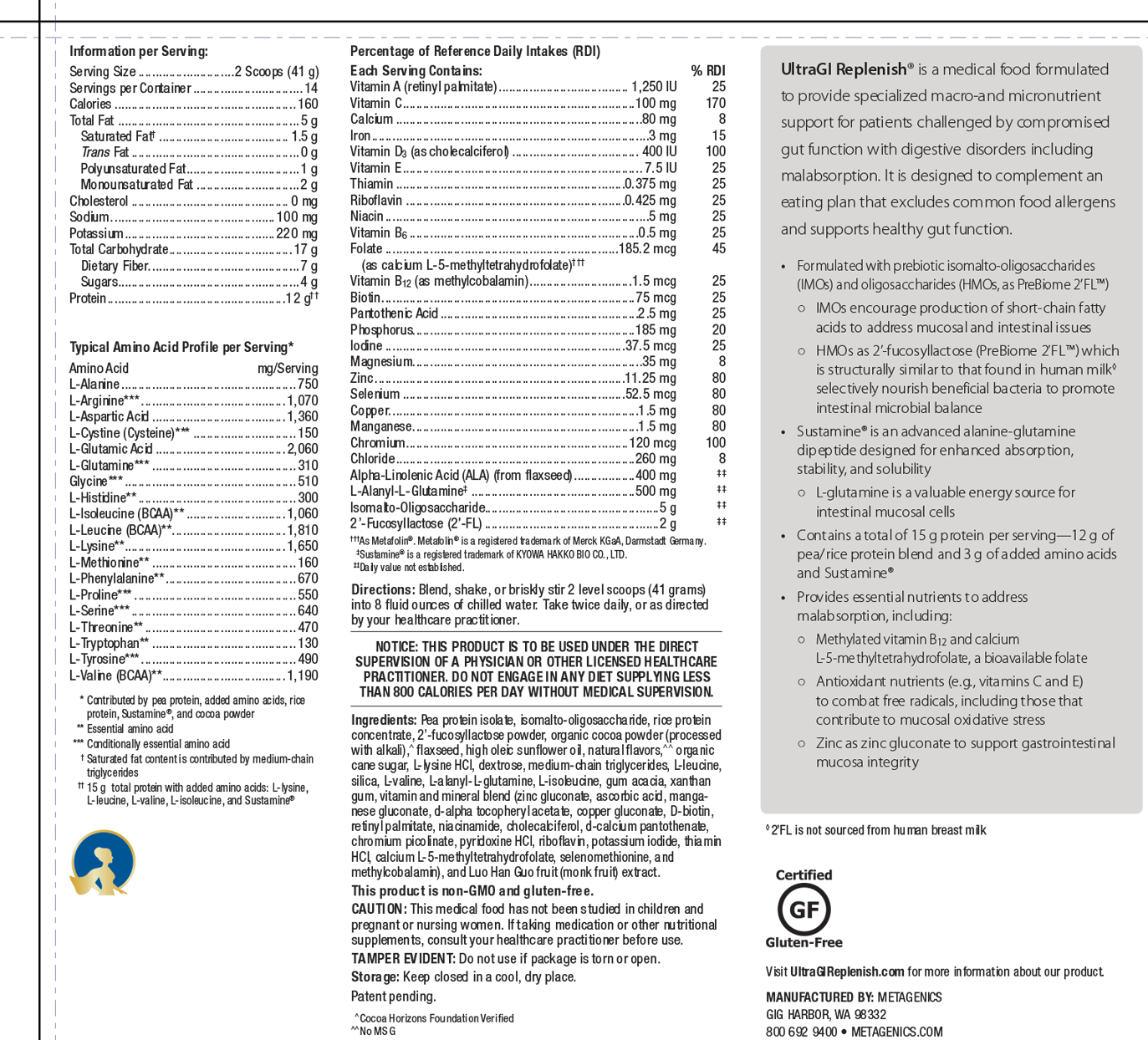 UltraGI Replenish Choc. Powder - 14svg